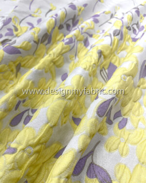 Purple and yellow floral grey jacquard #80846