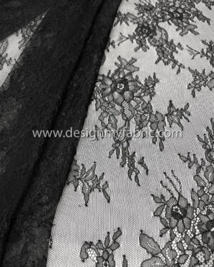 Black french lace fabric #200618