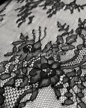 Black french lace fabric #200618