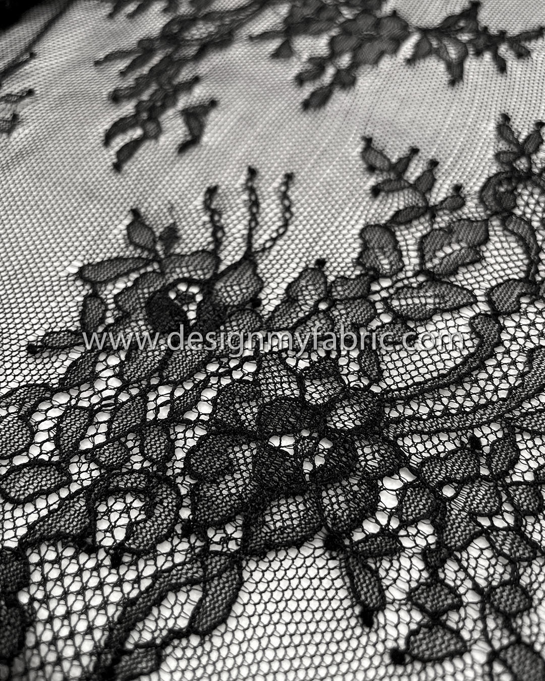 Black french lace fabric #51085 - Design My Fabric