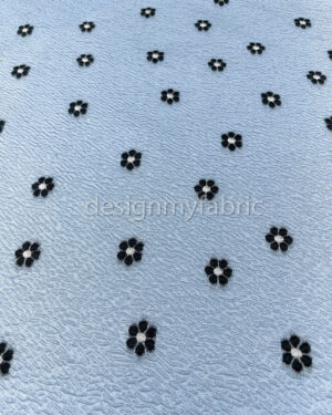 Black flowers and baby blue organza jacquard #200389