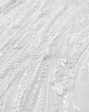 White flower bridal lace and sequines lace #51095