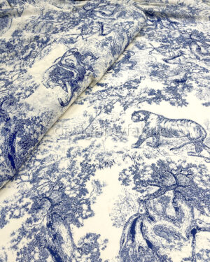 Blue and cream color chiffon fabric #200301