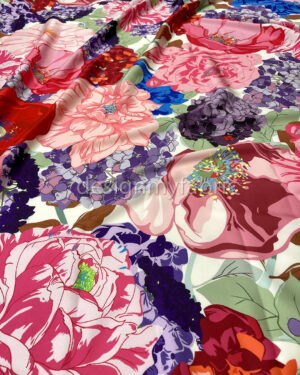 Colorful flowers satin fabric #200300