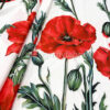 Red flowers white satin fabric #200302