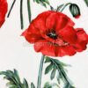 Red flowers white satin fabric #200302 - Image 2