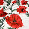 Red flowers white satin fabric #200302 - Image 4