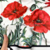 Red flowers white satin fabric #200302 - Image 3