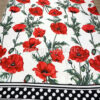 Red flowers white satin fabric #200302 - Image 7