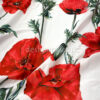 Red flowers white satin fabric #200302 - Image 6