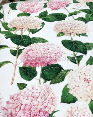 Pink hydrangea printed poplin fabric #200309
