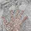 Silver sequined black lace fabric #200326 - Image 4