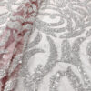 Silver sequined dusty pink lace fabric #200332