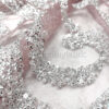 Silver sequined dusty pink lace fabric #200332 - Image 5
