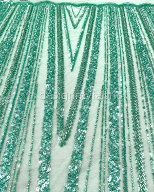 Silver sequined turquoise lace fabric #200348