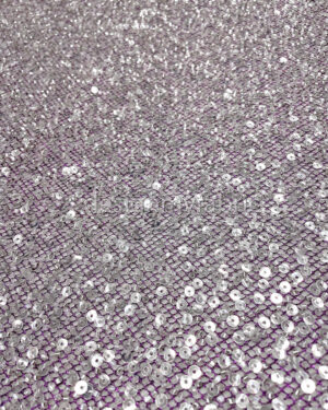 Silver sequined purple lace fabric #200327