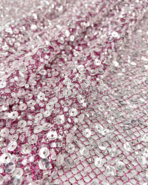 Silver sequined burgundy lace fabric #200330