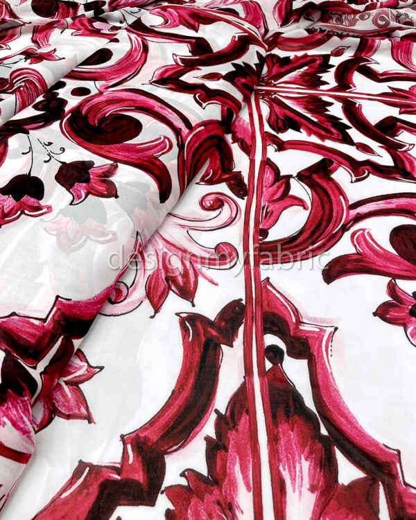 Red and white majolica chiffon fabric #200299 - Image 6