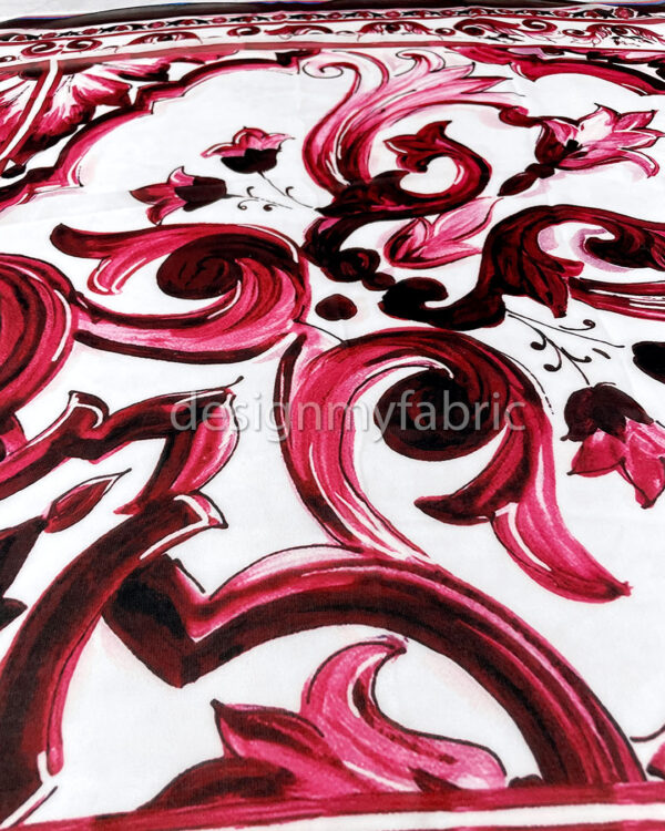 Red and white majolica chiffon fabric #200299 - Image 2