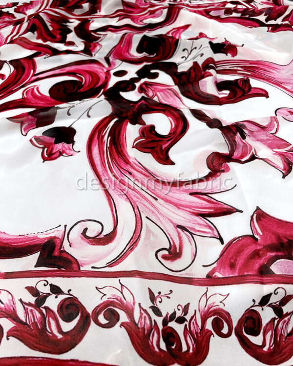 Red and white majolica chiffon fabric #200299 - Image 4