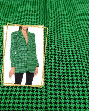 Green and black houndstooth coating fabric #50582