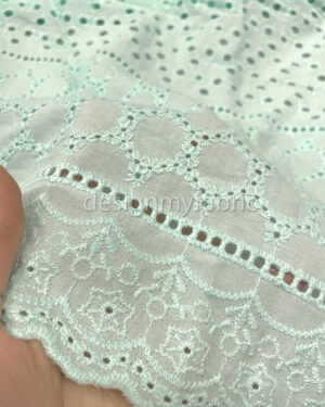 Mint cotton embroidered eyelet fabric #200503