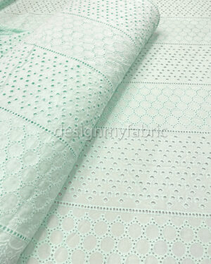 Mint cotton embroidered eyelet fabric #200503