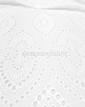 White cotton embroidered eyelet fabric #200510