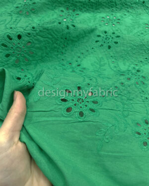 Green cotton embroidered eyelet fabric #200498