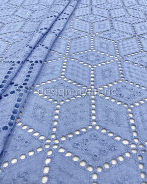 Baby blue cotton embroidered eyelet fabric #200494