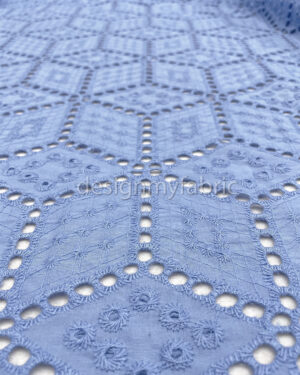 Baby blue cotton embroidered eyelet fabric #200494