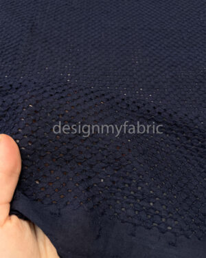 Dark blue cotton embroidered eyelet fabric #200504