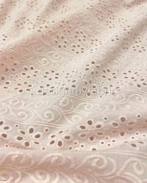 Light dusty pink floral cotton embroidered eyelet fabric #200496