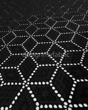 Black cotton embroidered eyelet fabric #200493