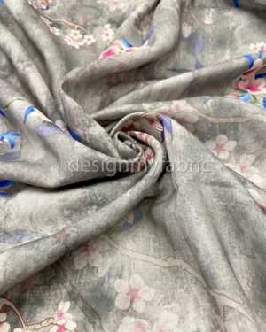 Blue and grey linen fabric #200483