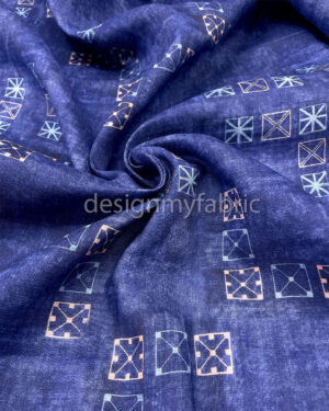 Blue linen fabric #200476