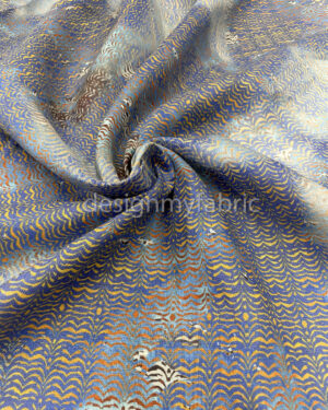 Blue and orange linen fabric #200482