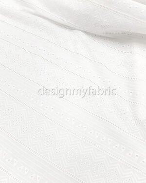 White cotton embroidered eyelet fabric #200508