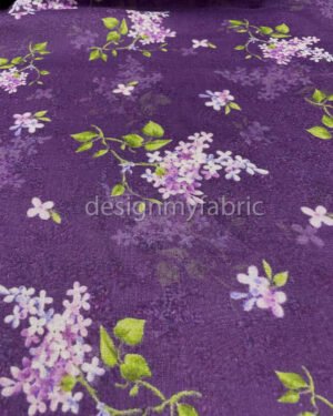 Green and purple linen fabric #200473