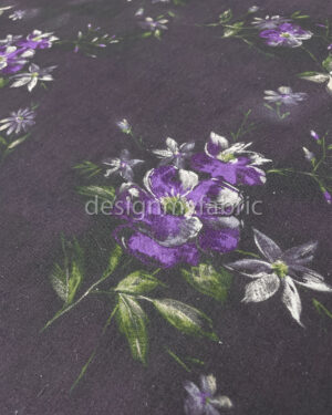Purple and green linen fabric #200485