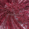 Exclusive Deal: Last Piece - 1.3 Yards Burgundy flower beaded lace fabric #99119 - Image 5