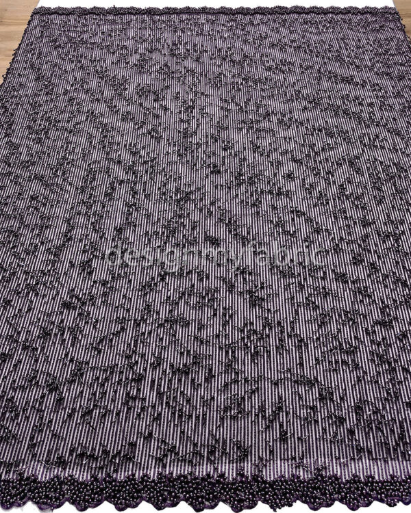 Exclusive Deal: Last Piece - 2.5 Yards Dark purple beaded lace fabric #90804 - Image 7