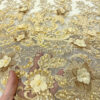 Exclusive Deal: Last Piece - 3 Yards Gold 3d flower beaded lace fabric #20474 - Image 3